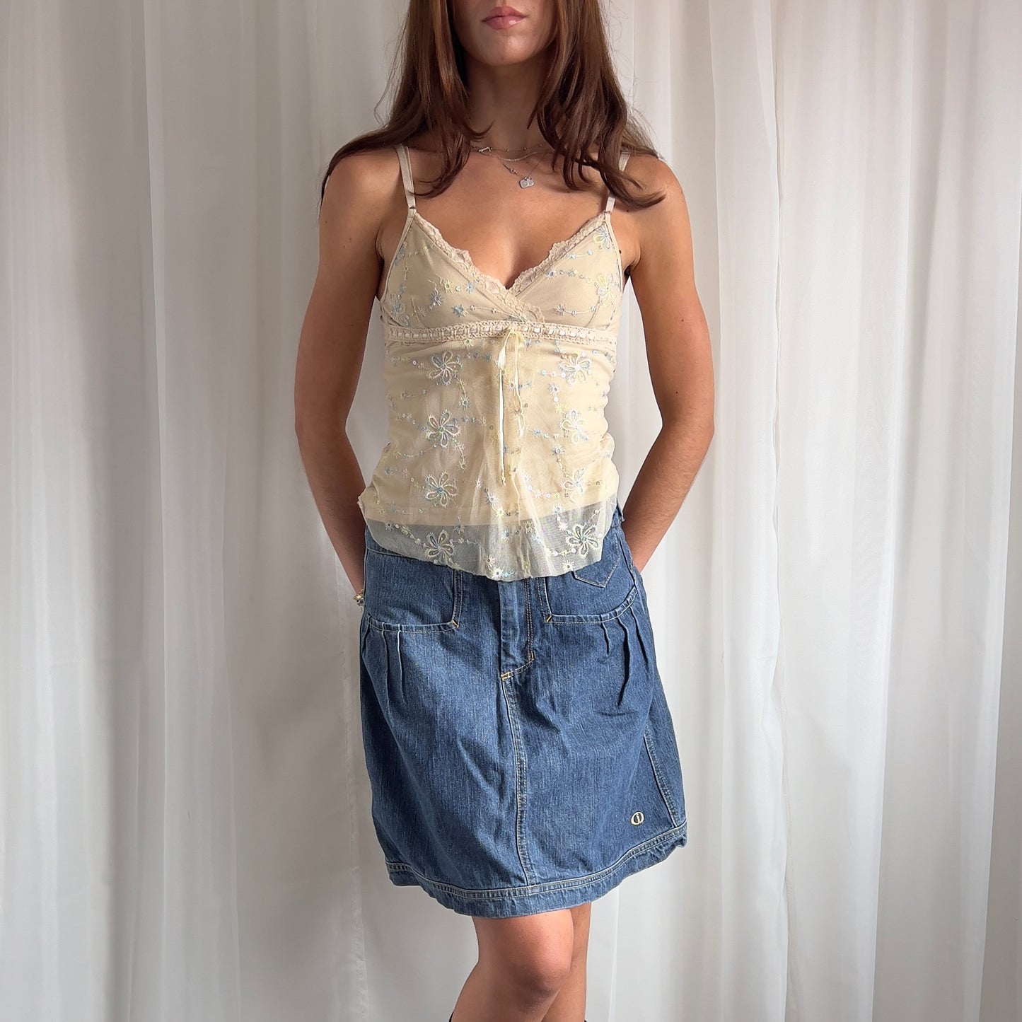 90s Denim Midi Skirt - Size S