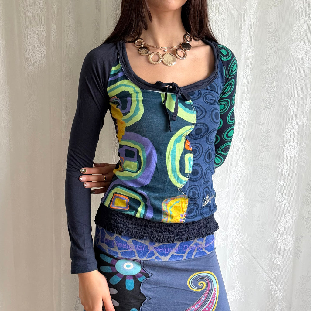 Desigual Graphic Long Sleeve Top - Size S