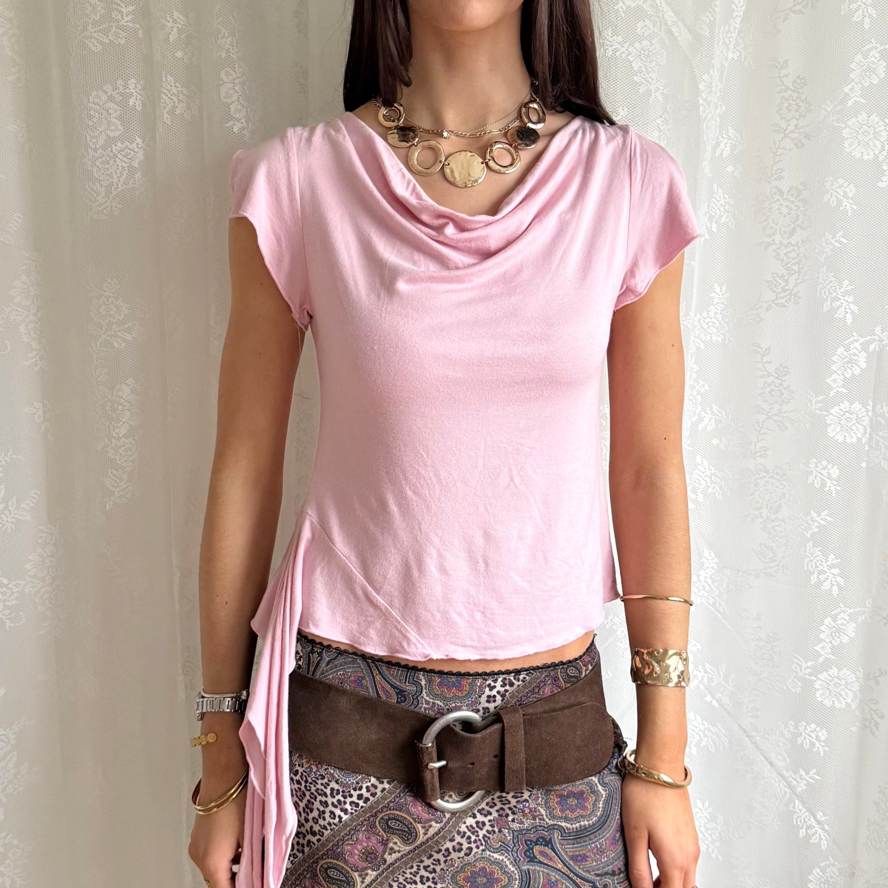 Asymmetric Cowl Neck Top - Size L