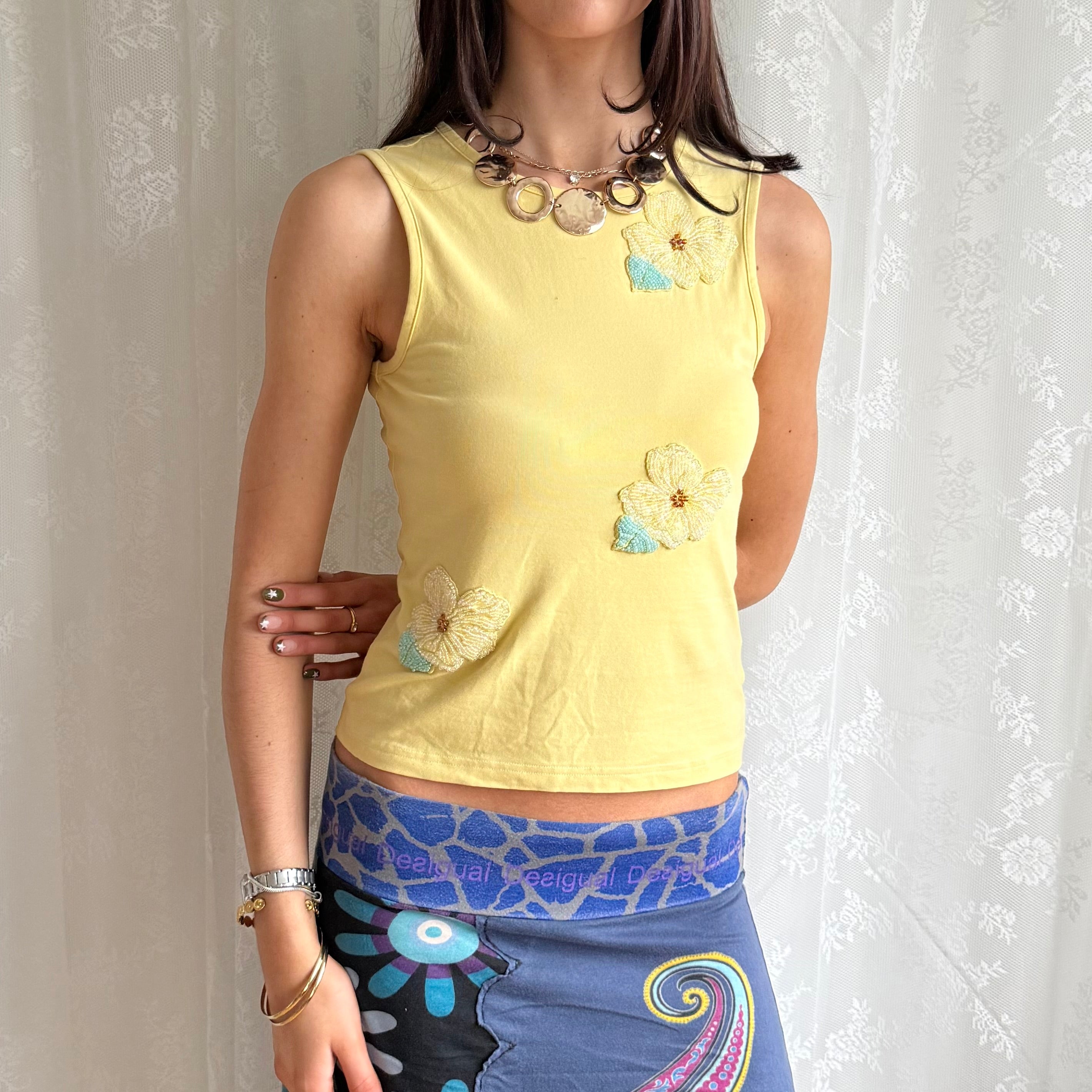 Beaded Floral Top - Size S