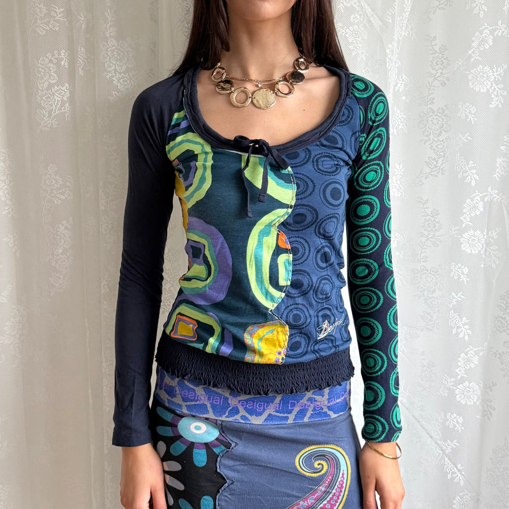 Desigual Graphic Long Sleeve Top - Size S