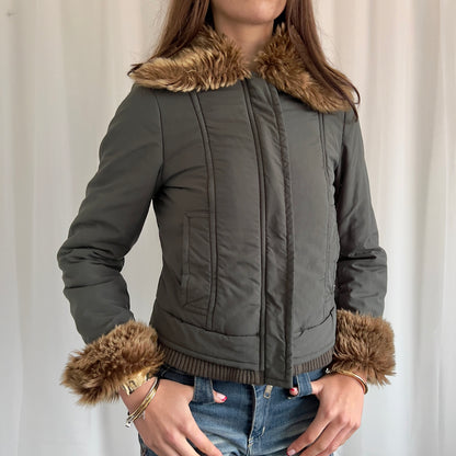 00s Faux Fur Puffer Jacket - Size S