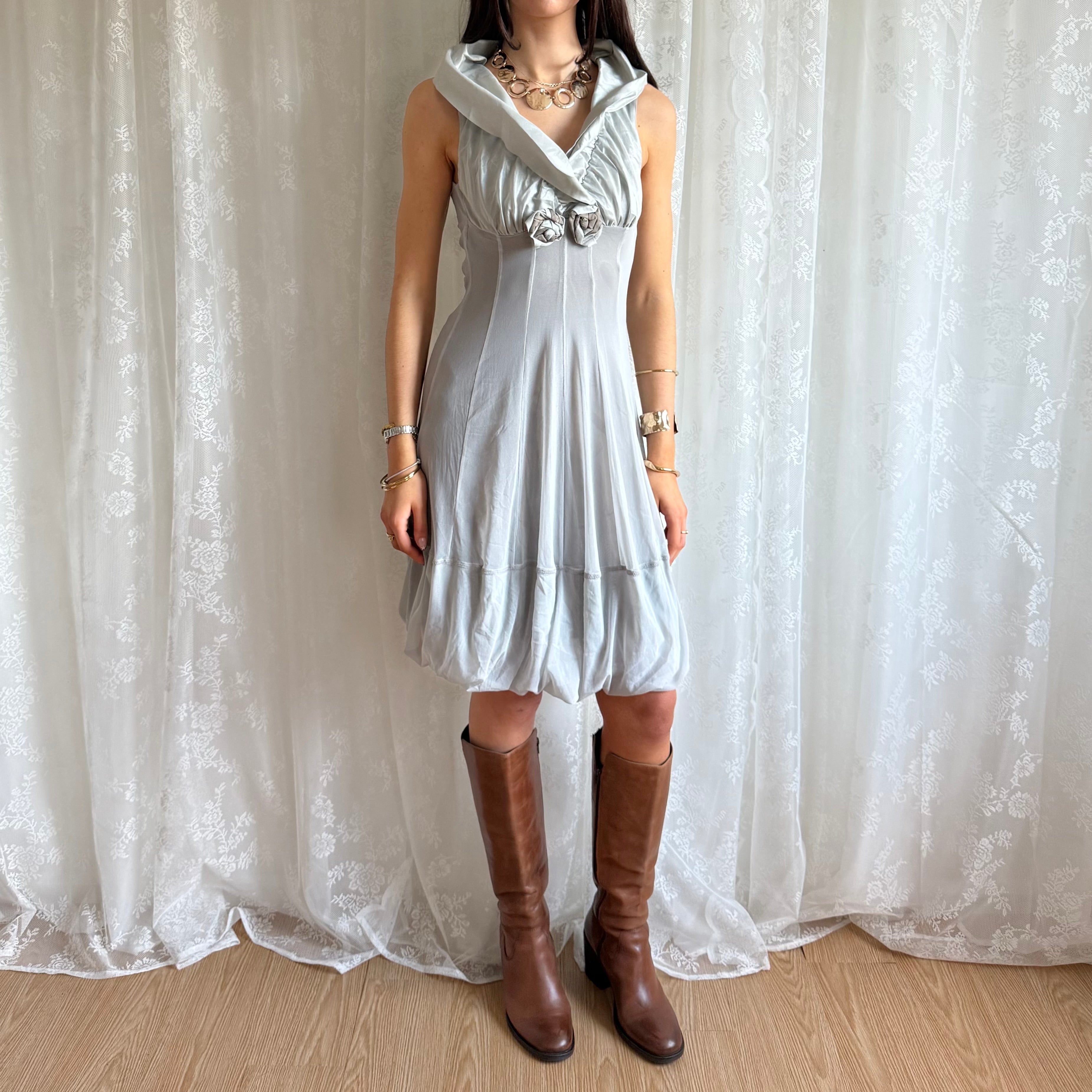 Ruffle Mesh Mini Dress - Size S