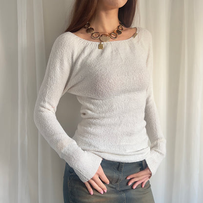 90s Bardot Mohair Knit Jumper - Size S