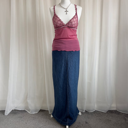 90s Denim Maxi Skirt - Size M