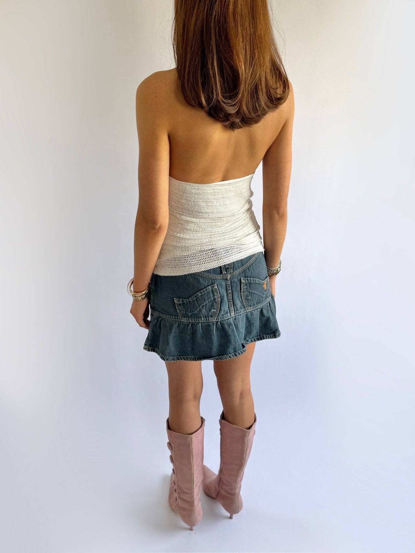 Crochet Sequin Halter Top - Size L