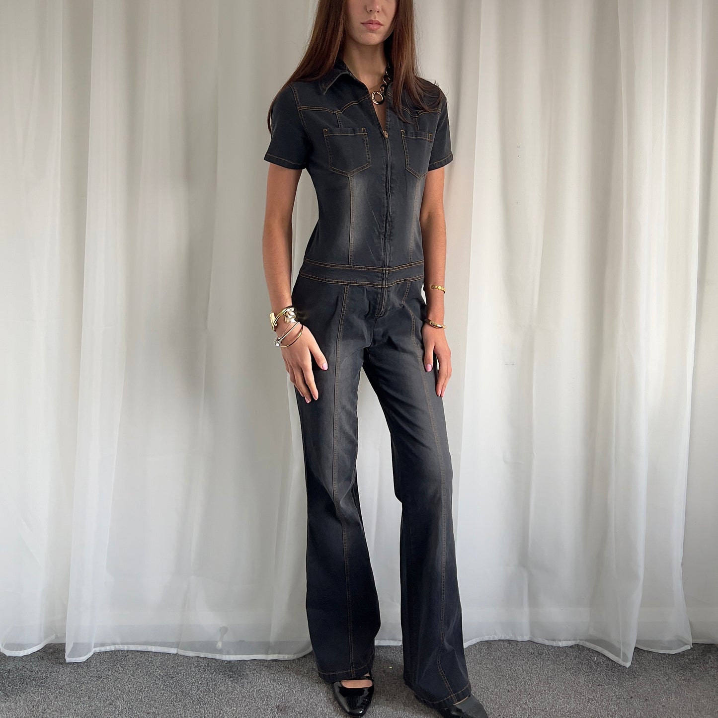 90s Denim Jumpsuit - Size M