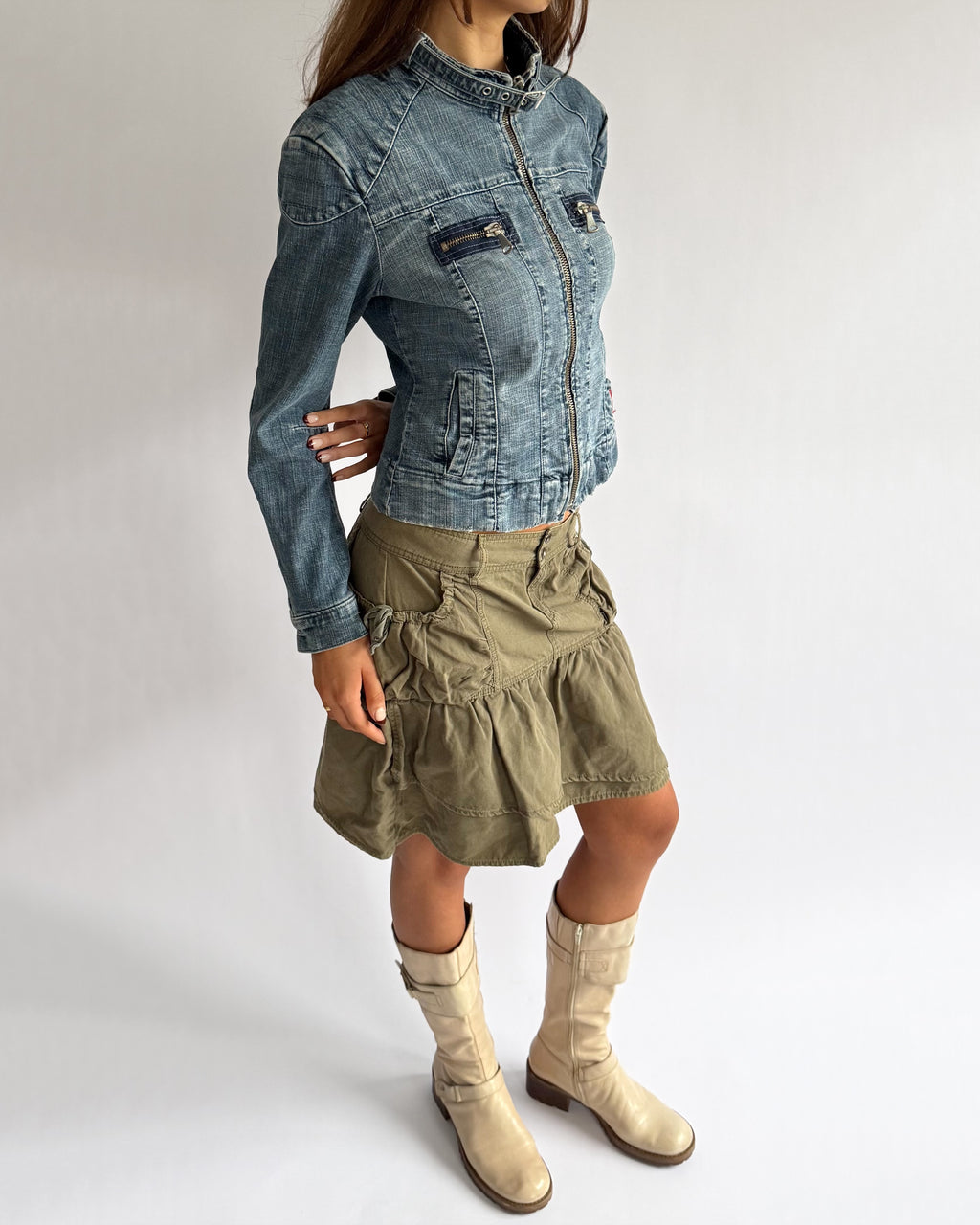 Pleated Ruffle Midi Skirt - Size L