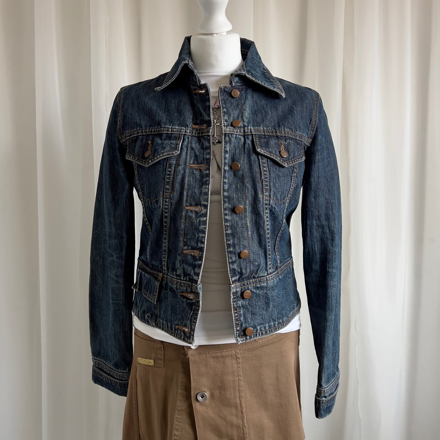 90s Denim Button Up Jacket - Size S