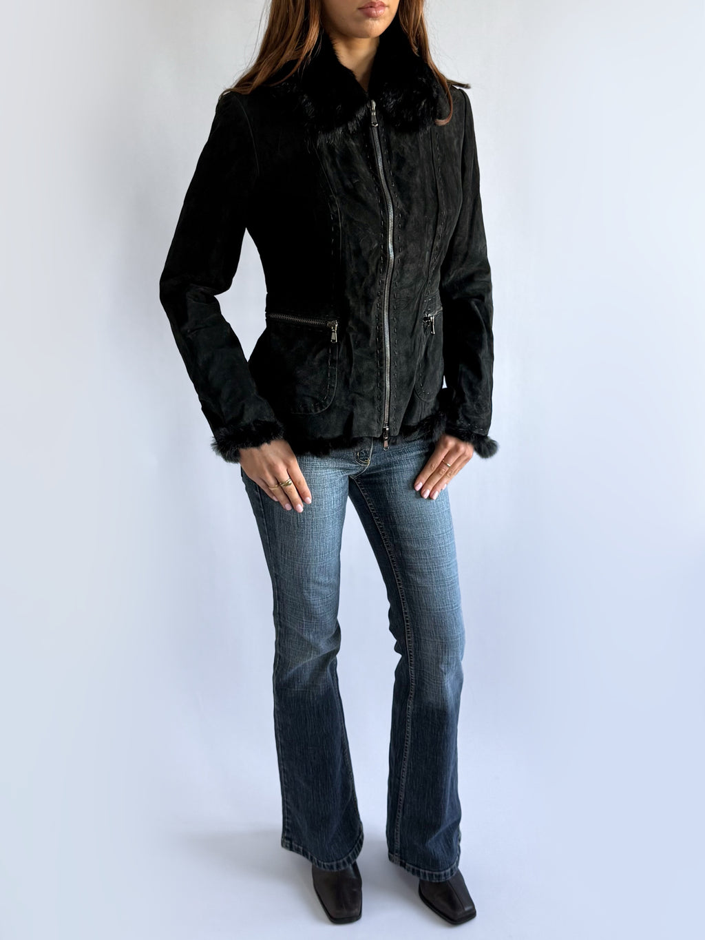 Genuine Leather & Fur Jacket - Size L