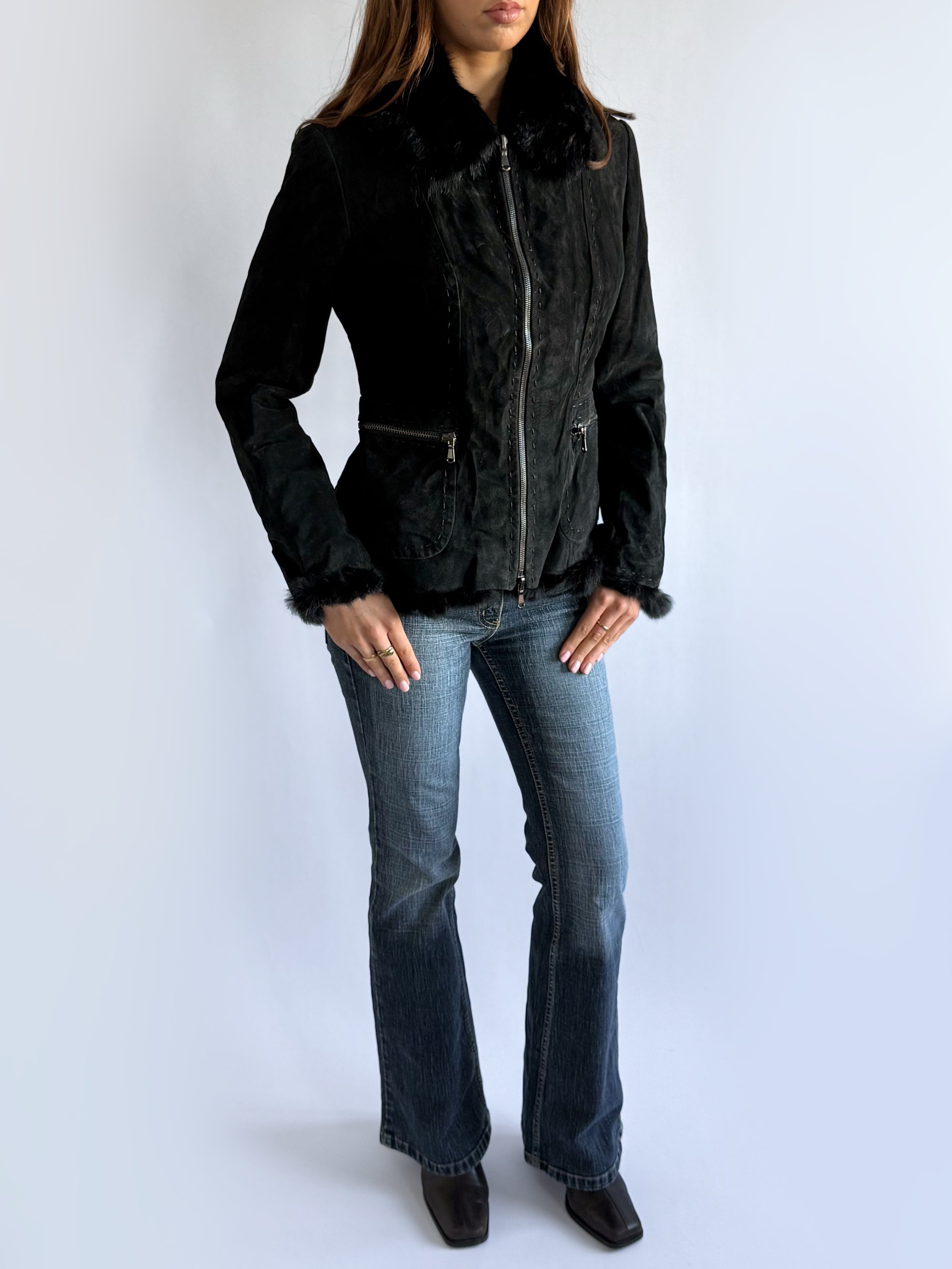 Genuine Leather & Fur Jacket - Size L