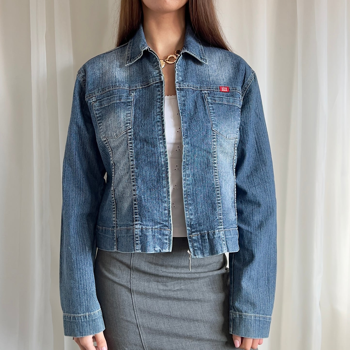 00s Denim Zip Up Jacket - Size XL