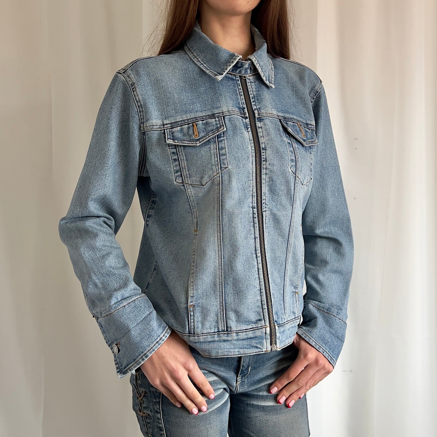 00s Denim Zip Up Jacket - Size M