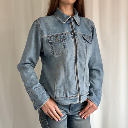 00s Denim Zip Up Jacket - Size M