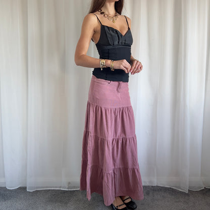 90s Tiered Maxi Skirt - Size M