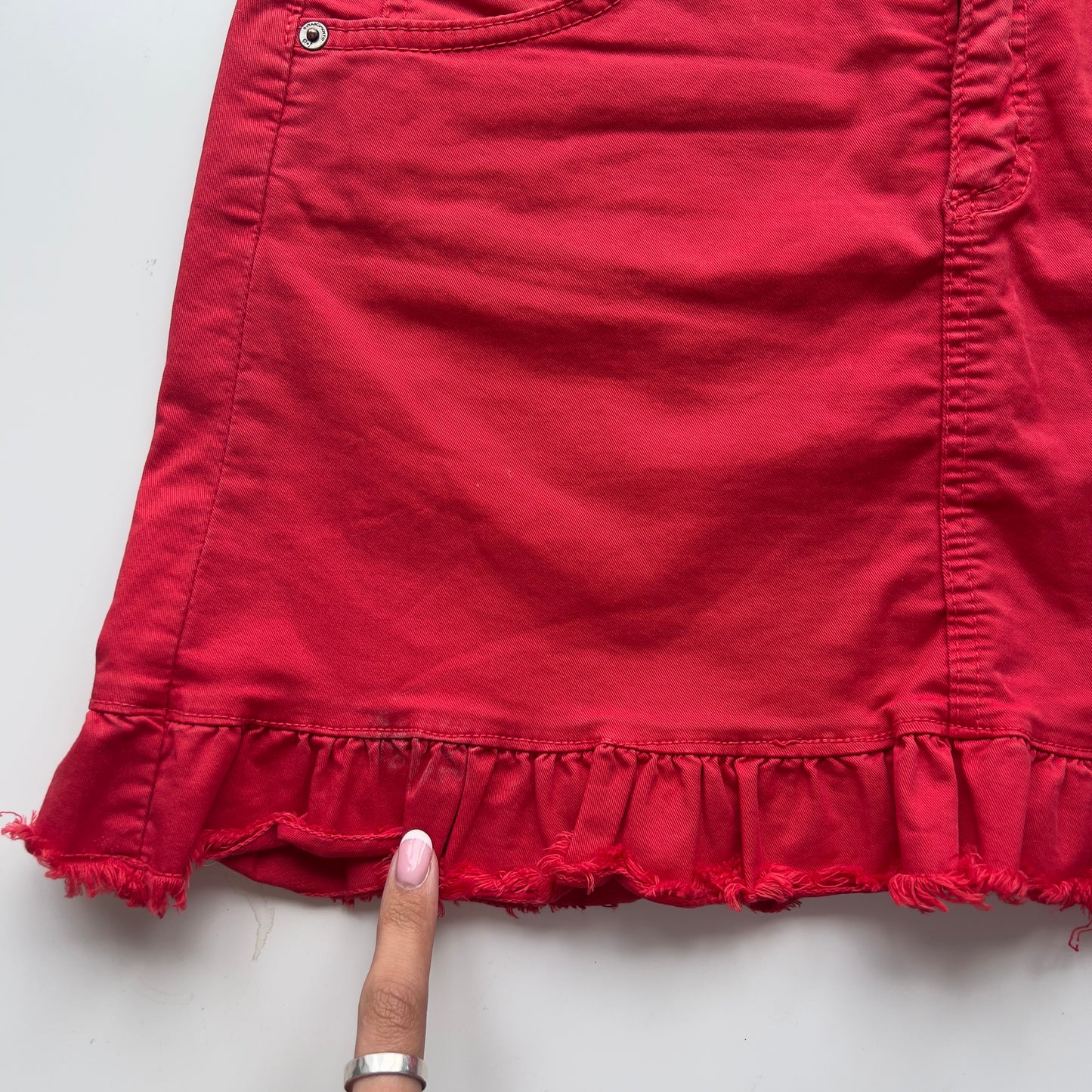 00s Ruffle Denim Mini Skirt - Size S