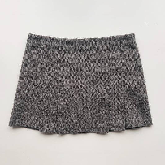 90s Wool Pleated Mini Skirt - Size S