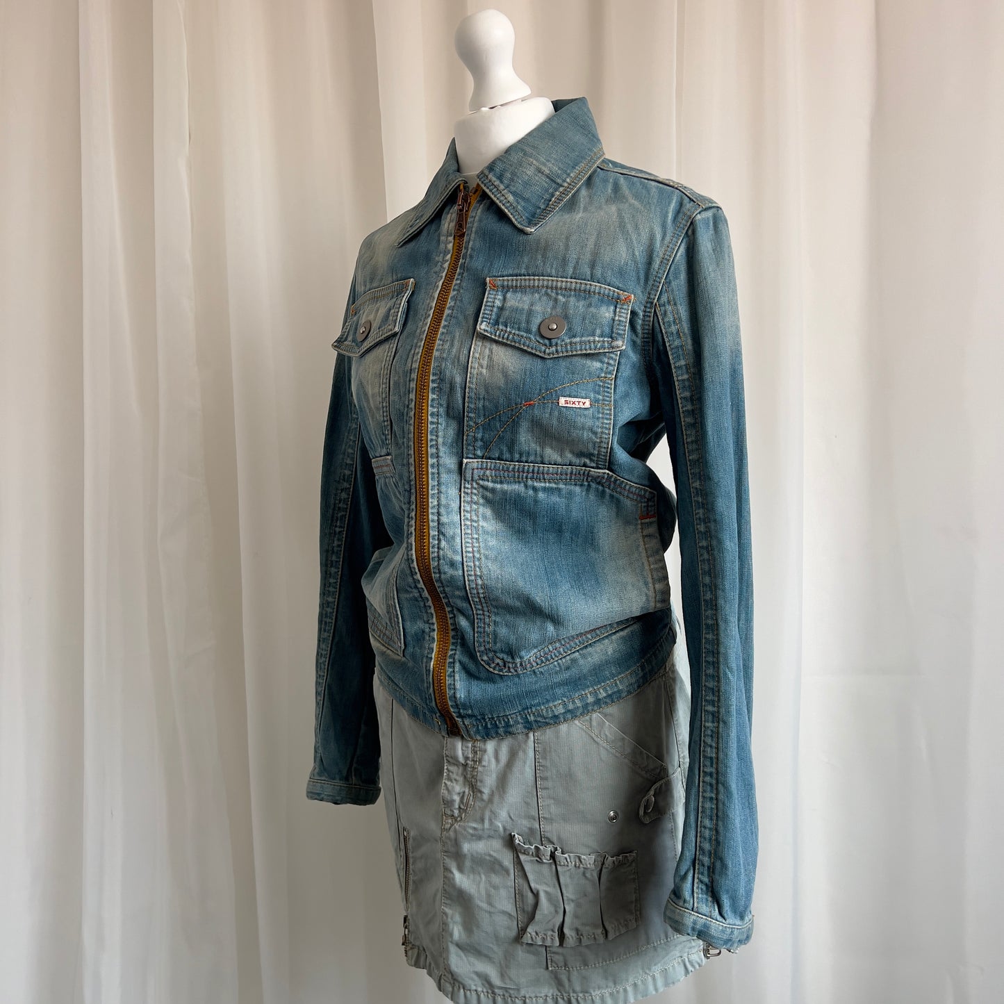 00s Denim Zip Up Jacket - Size XS