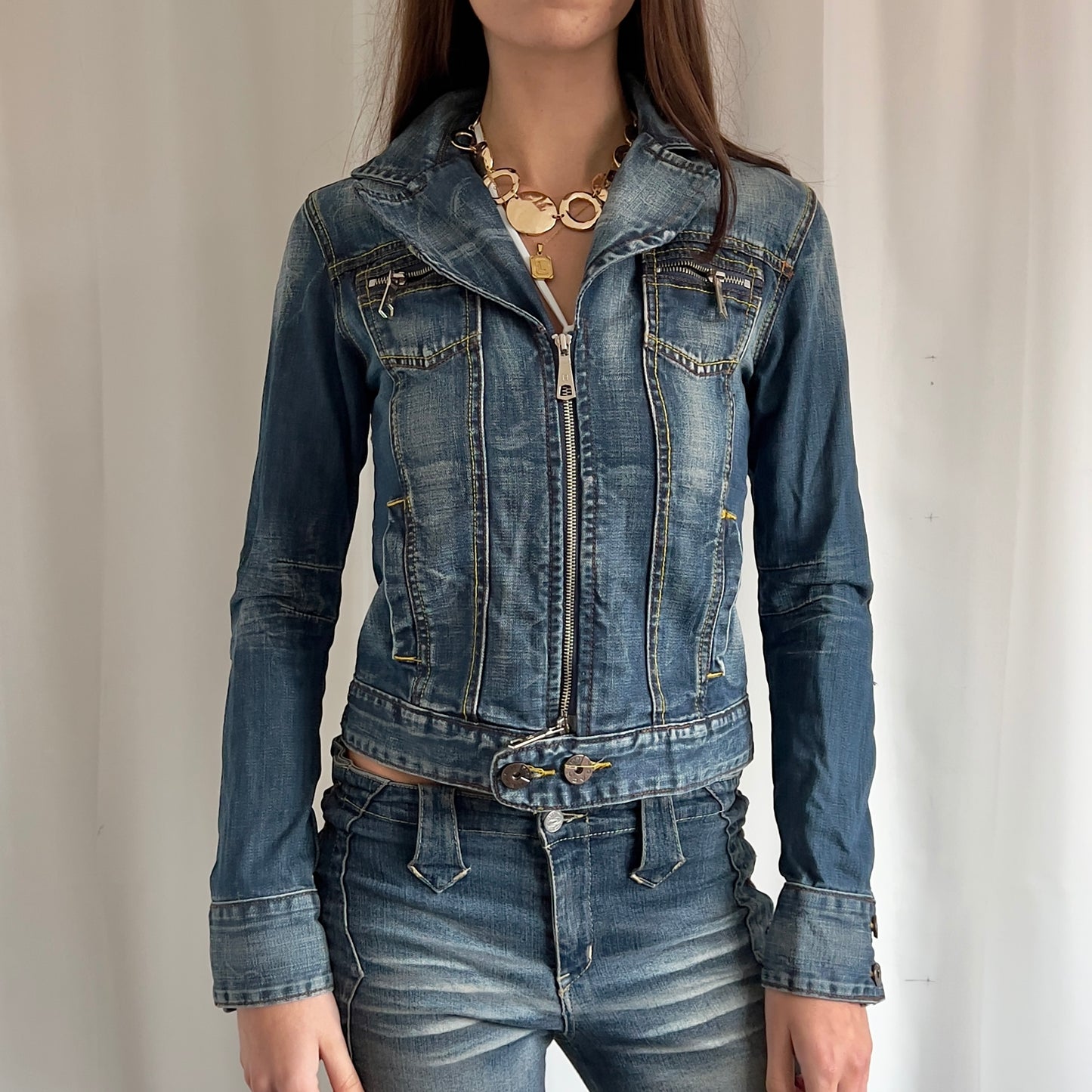 00s Denim Zip Up Jacket - Size S