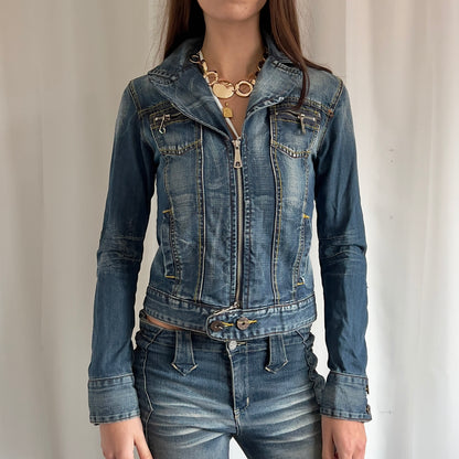 00s Denim Zip Up Jacket - Size S