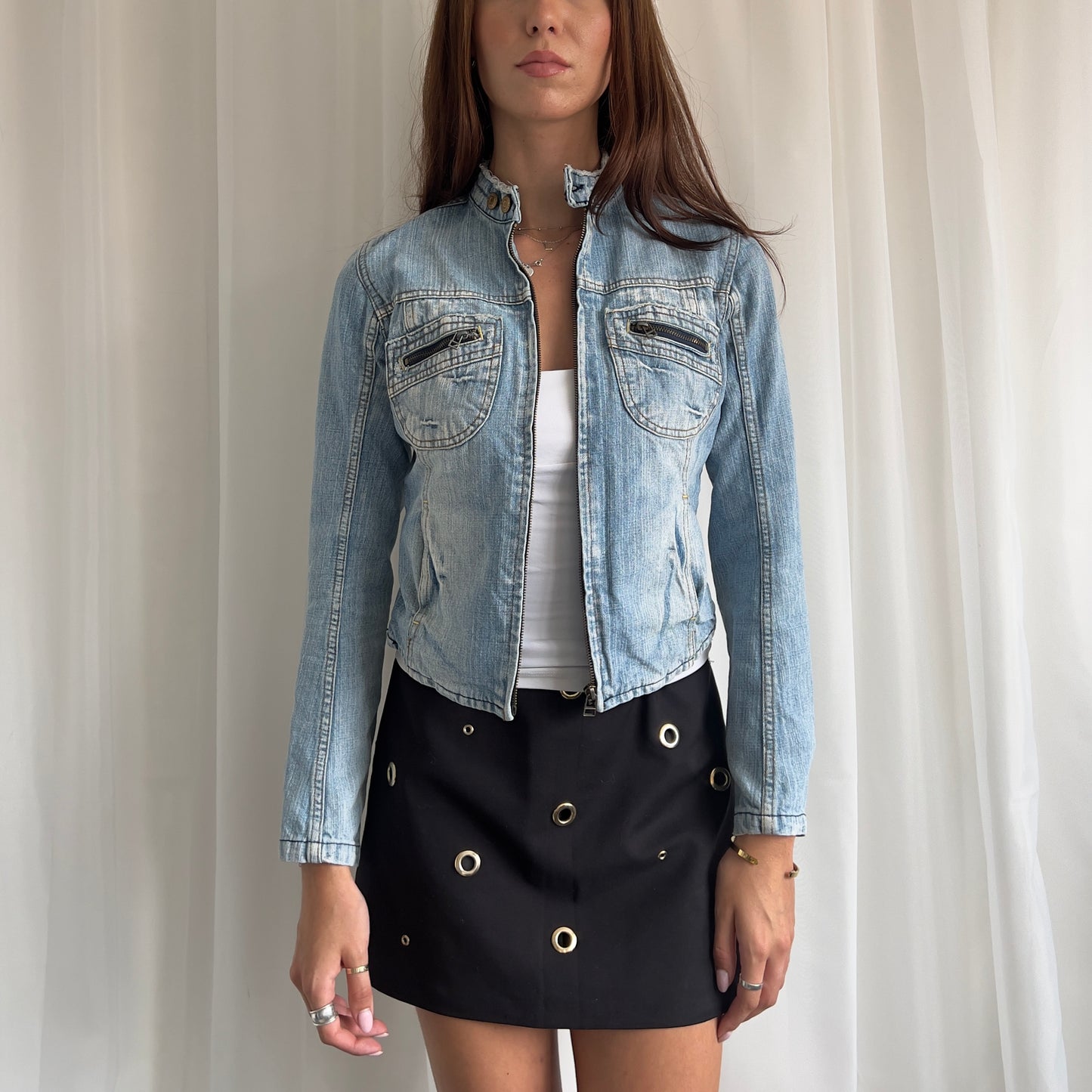 00s Denim Zip Up Jacket - Size S