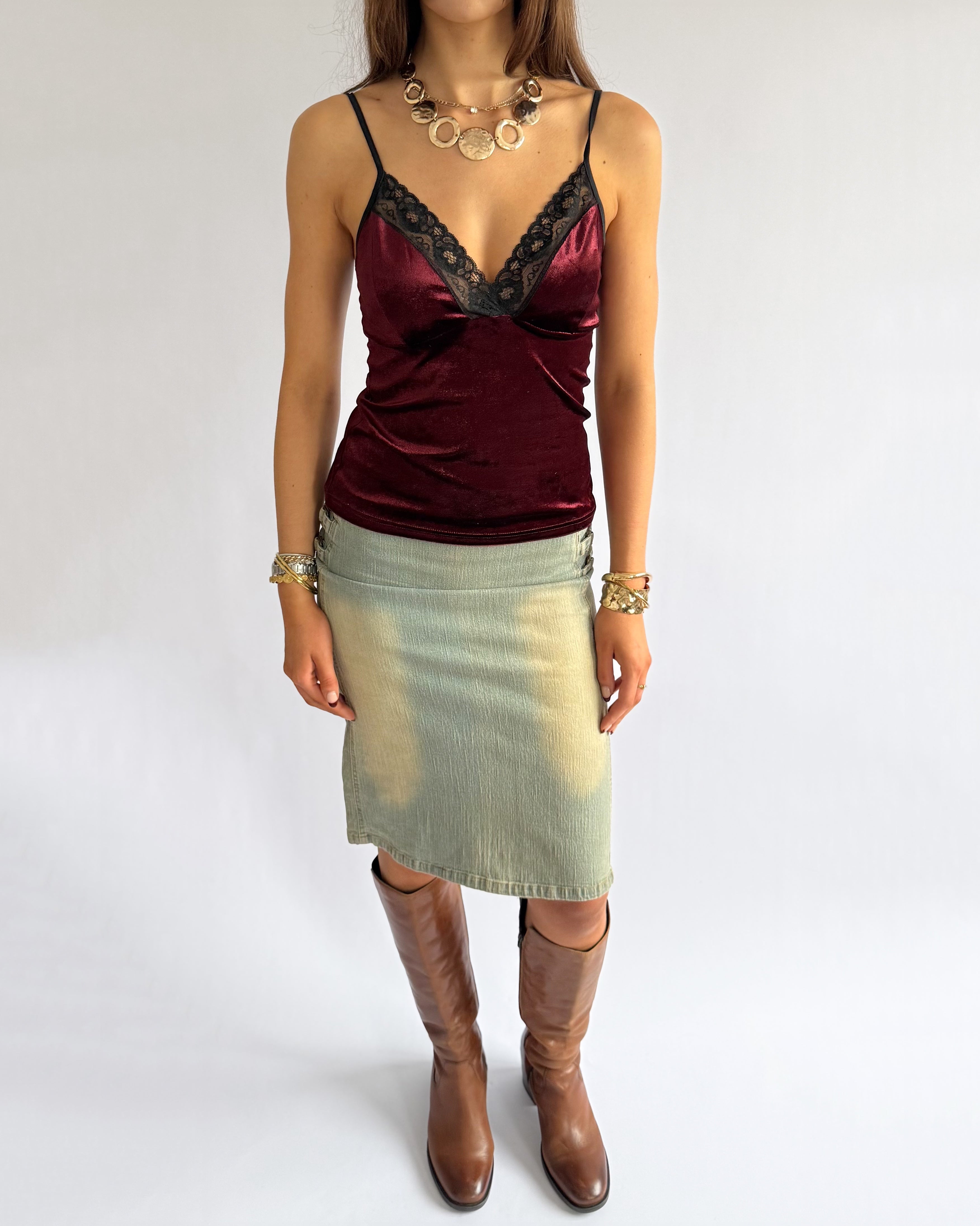 Velvet Lace Cami - Size XS