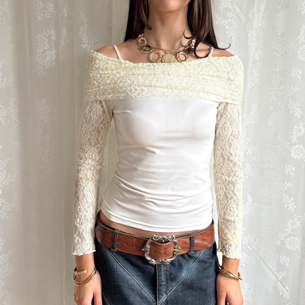 Lace Long Sleeve Top - Size S
