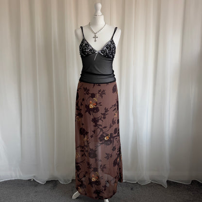 90s Floral Maxi Skirt - Size M