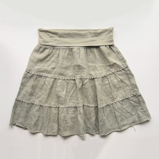 90s Linen Tiered Midi Skirt - Size M