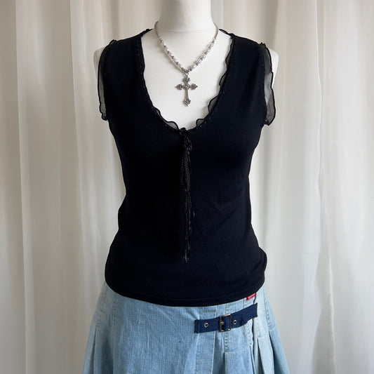 00s Knit & Mesh Crop Top - Size M