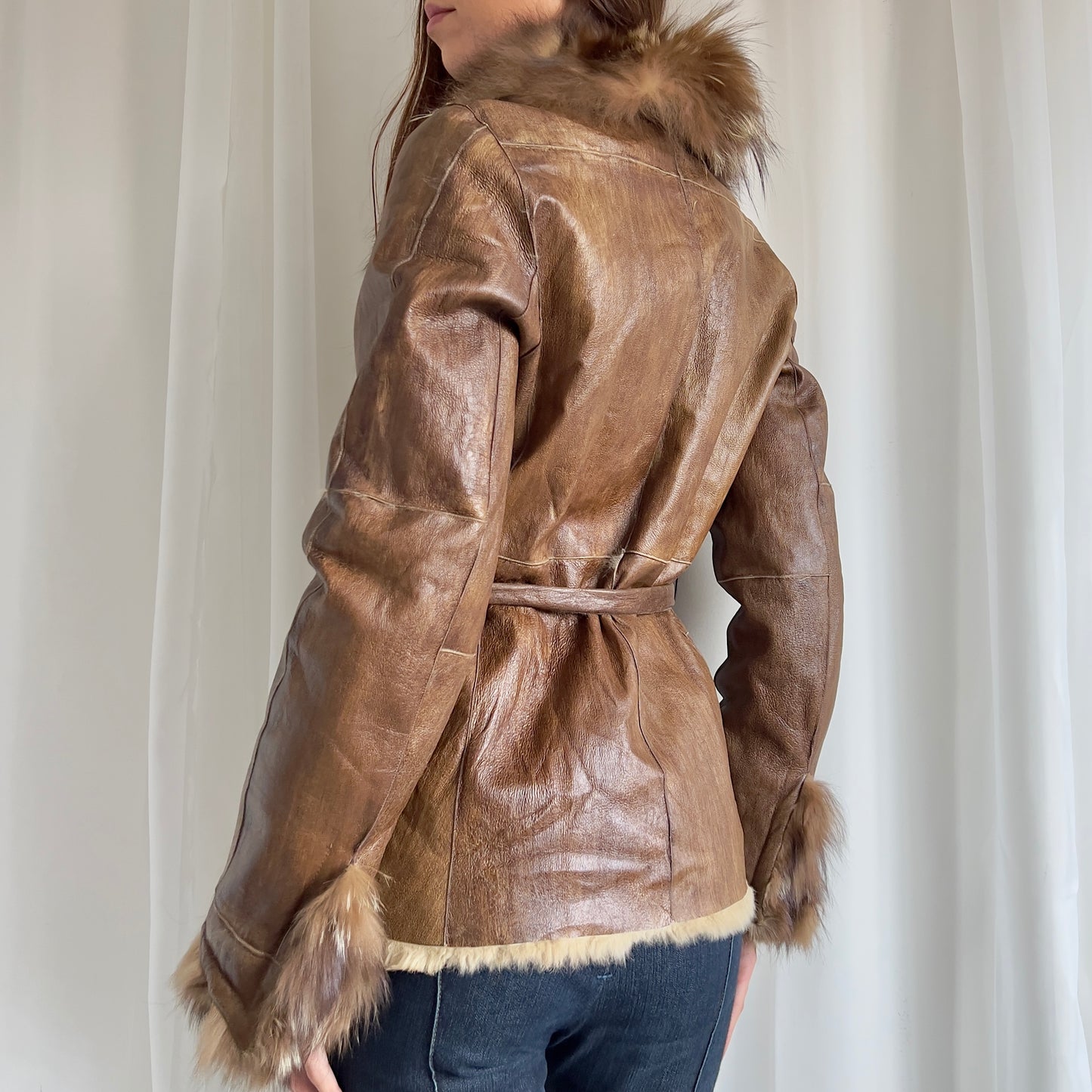 00s Genuine Leather & Fur Jacket - Size L