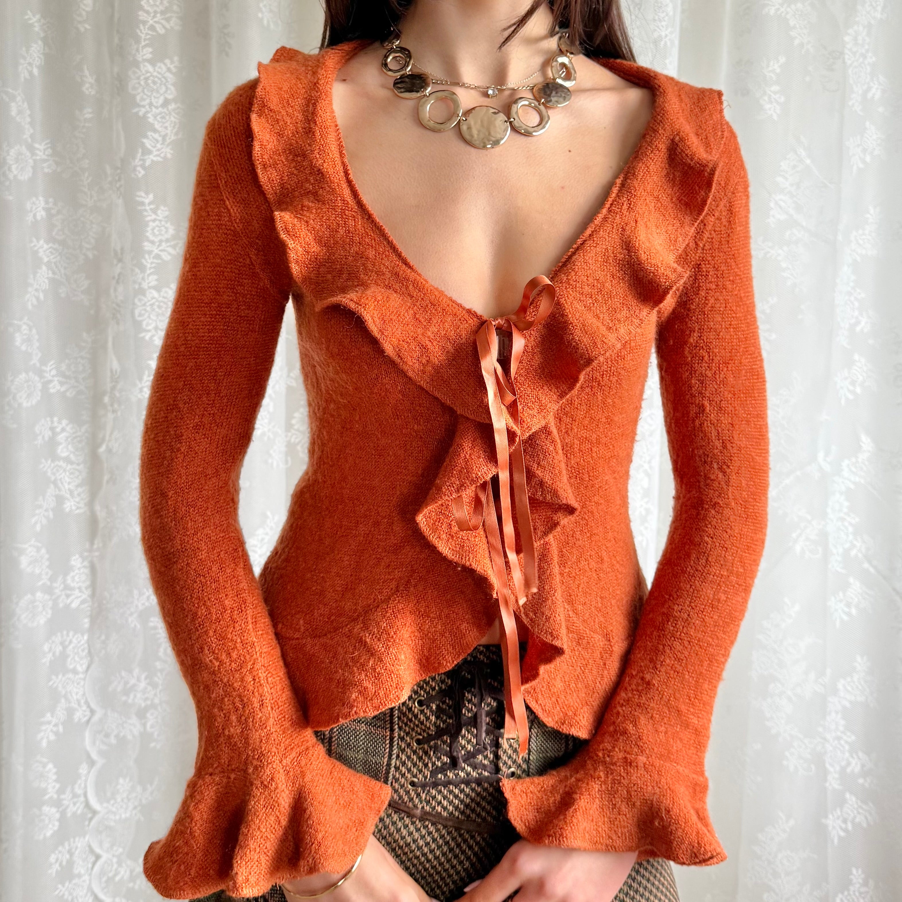 Angora Knit Tie Cardigan - Size M