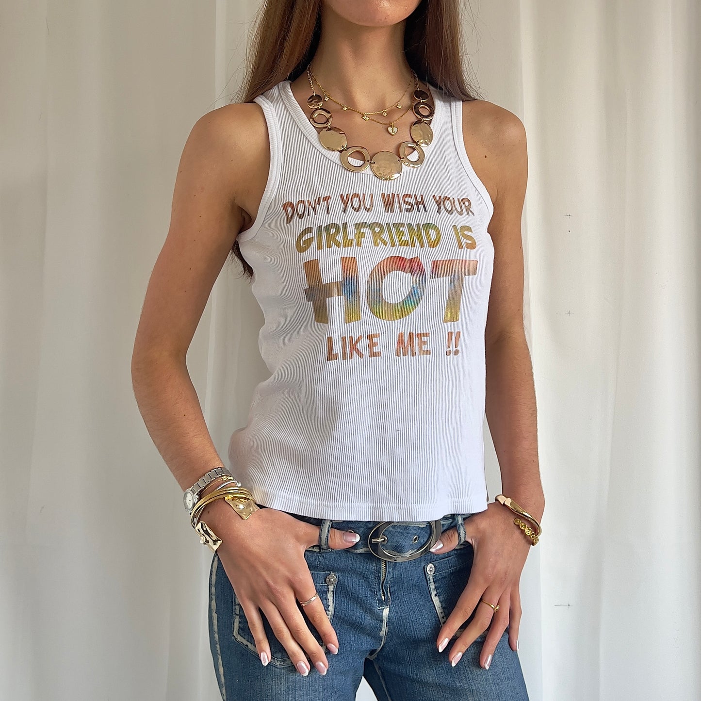 00s Slogan Cami Top - Size M