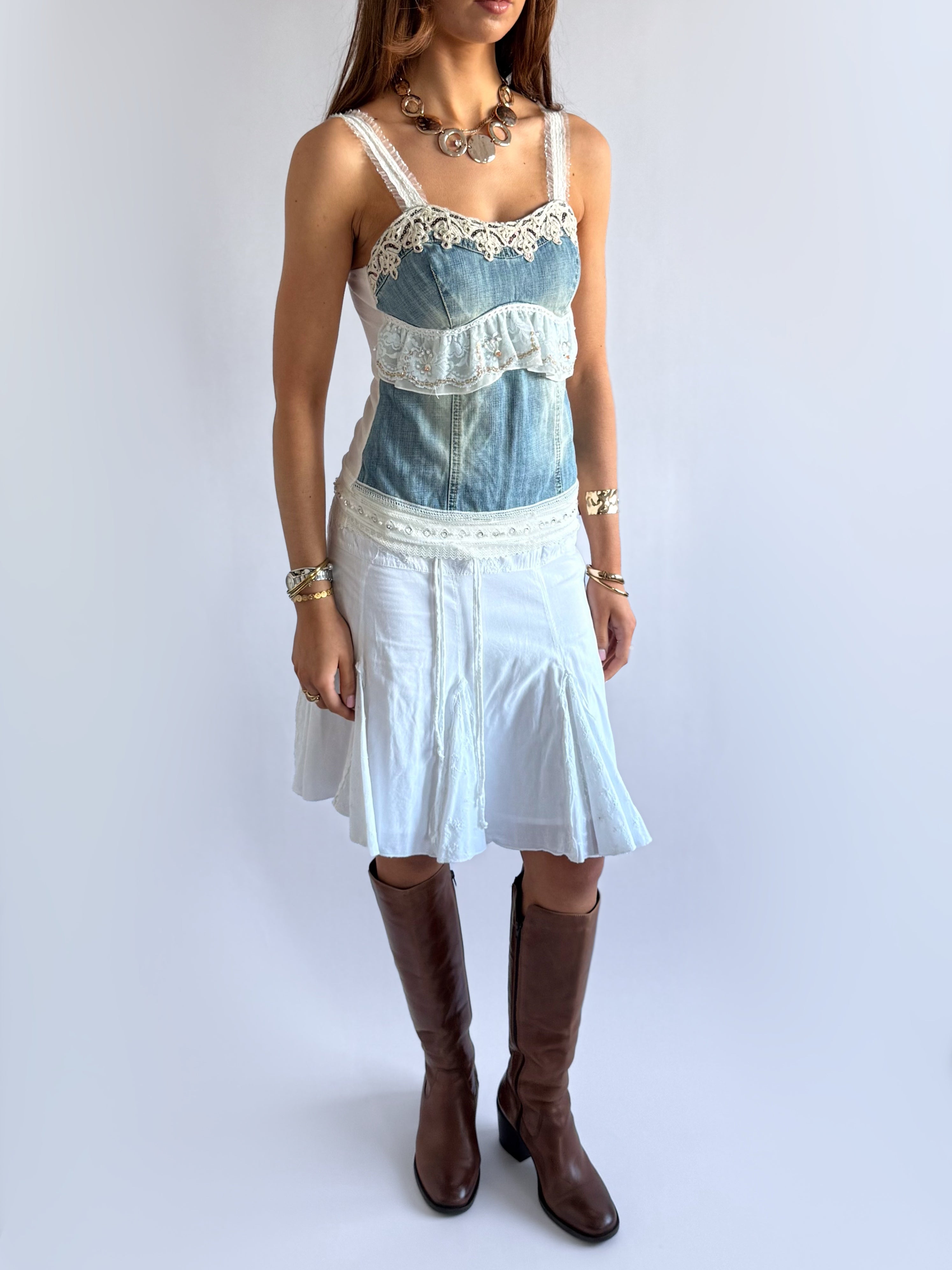 Denim Lace Cami - Size M