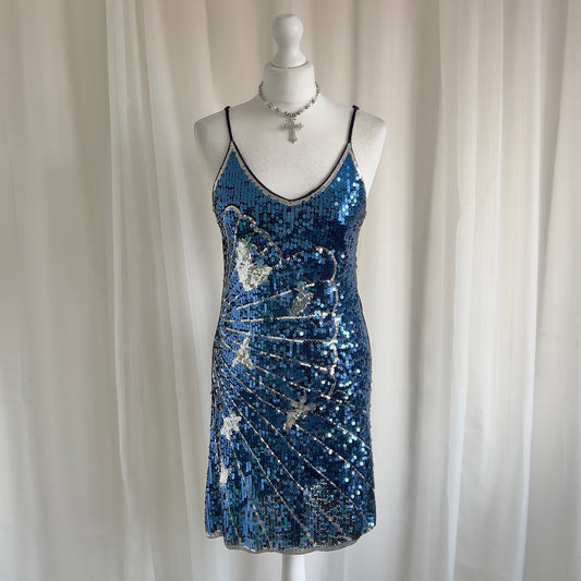 90s Butterfly Sequin Mini Dress - Size S