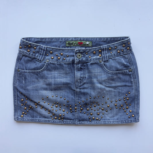 00s Studded Denim Mini Skirt - Size M