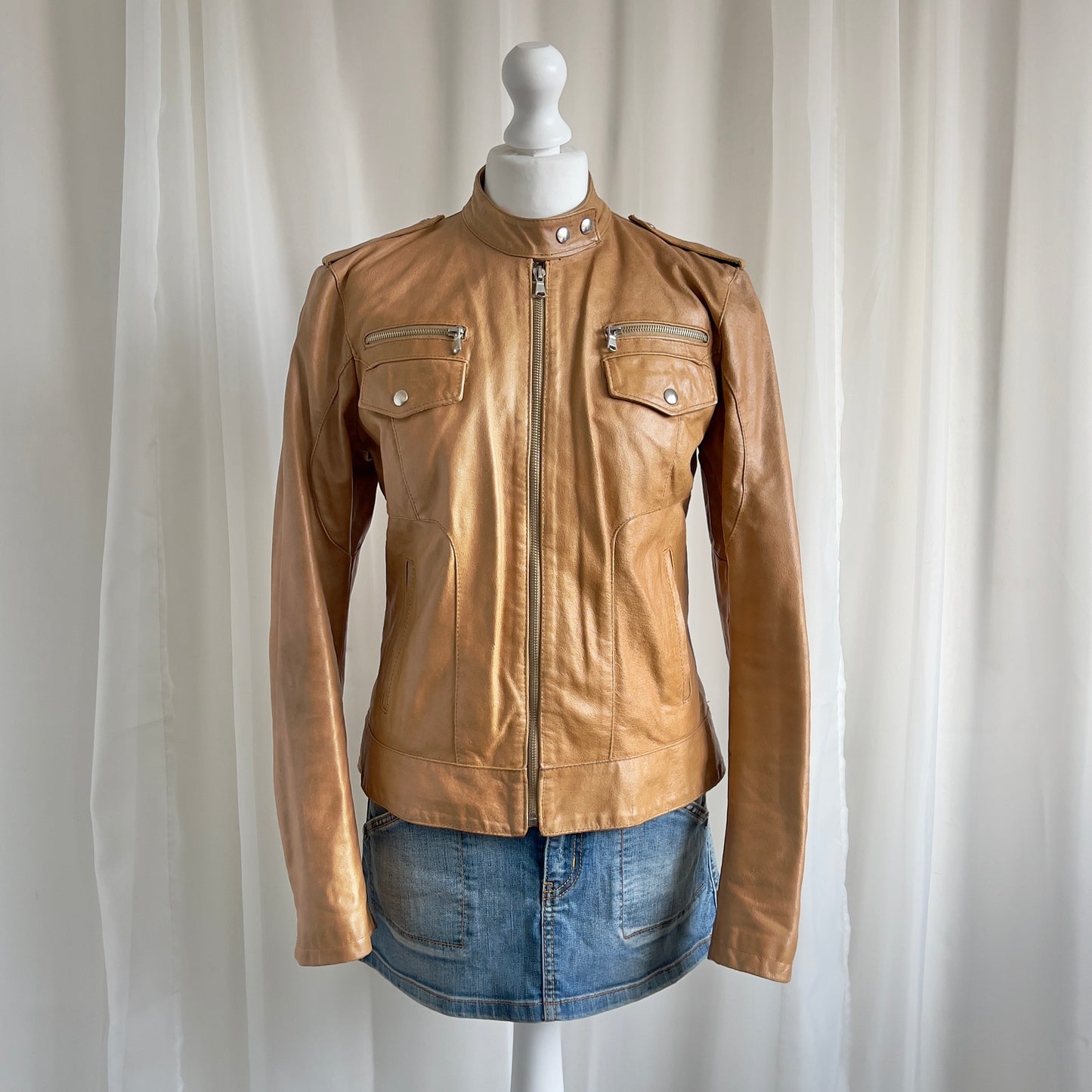 00s Genuine Leather Zip Jacket - Size L