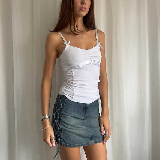 00s Denim Lace Up Mini Skirt - Size XS