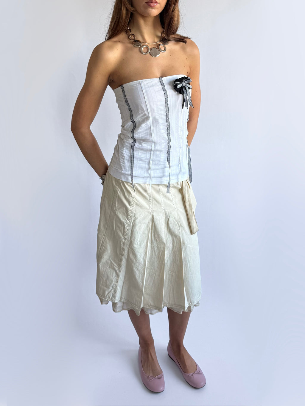 Strapless Gingham Top - Size L