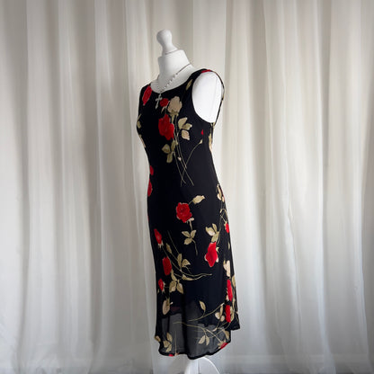 90s Floral Midi Dress - Size S