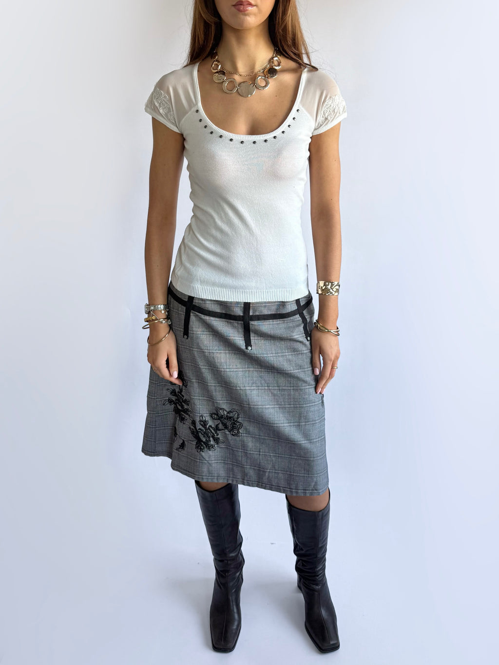 Guess Mesh Studded Crop Top - Size S