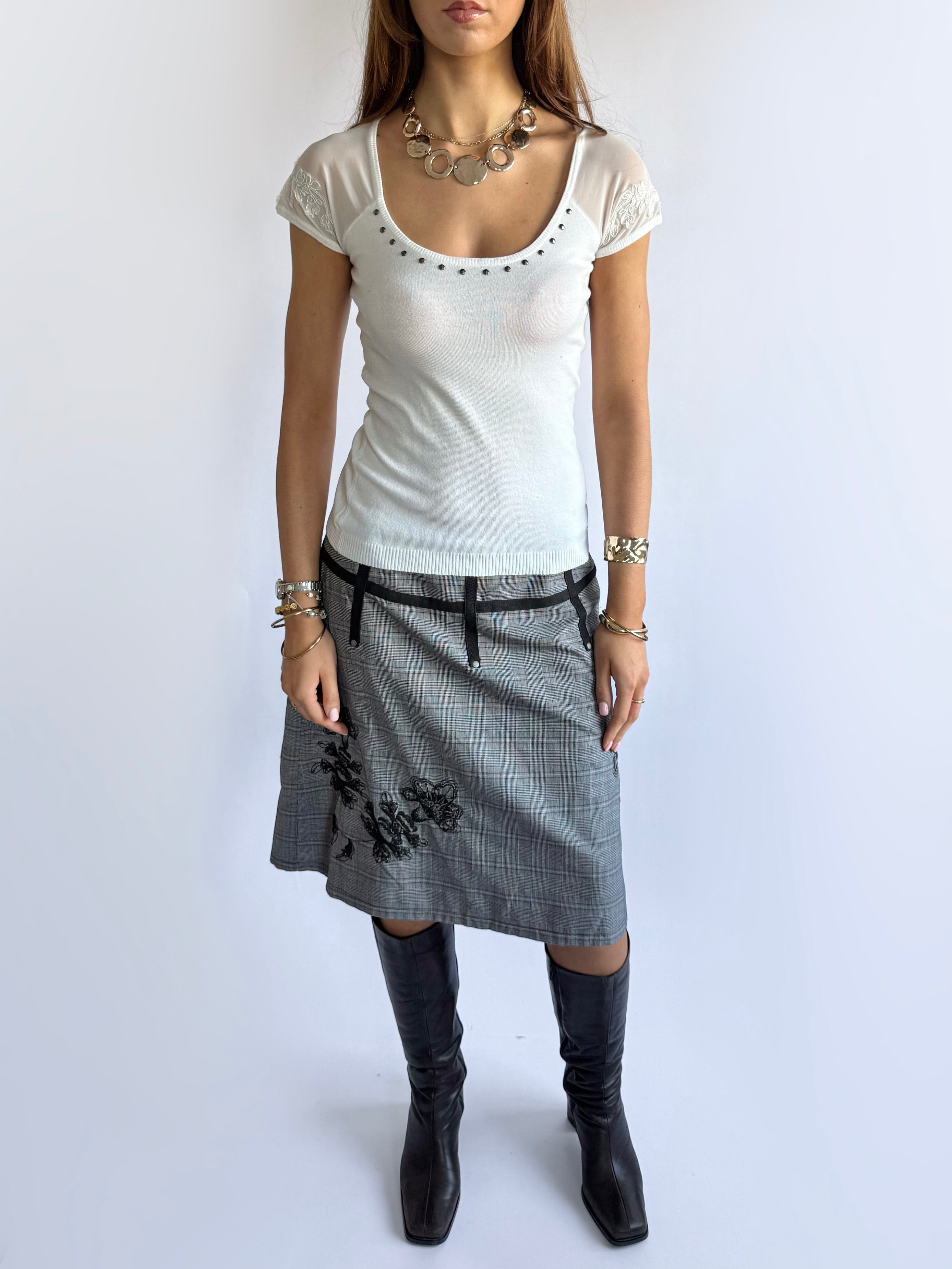 Guess Mesh Studded Crop Top - Size S