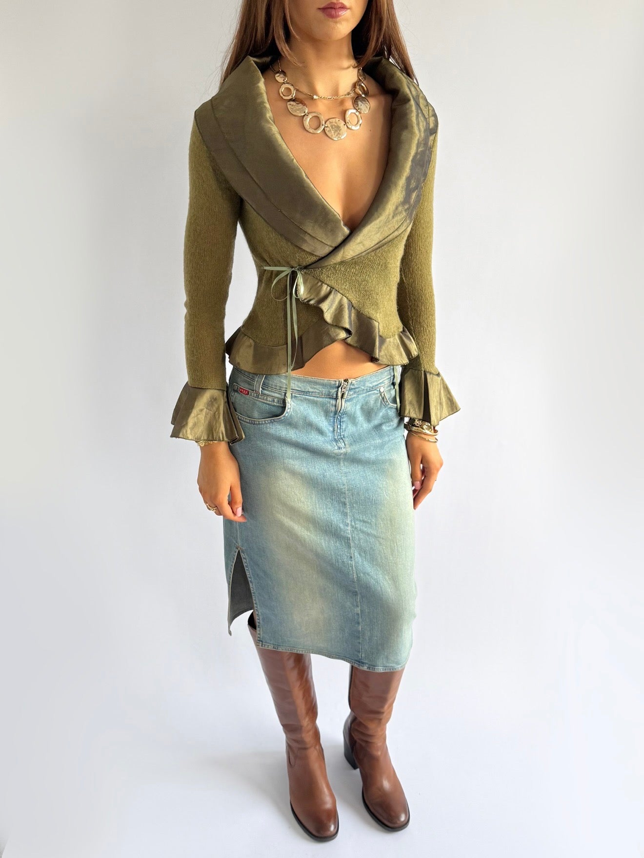 Mohair Wrap Tie Cardigan - Size S