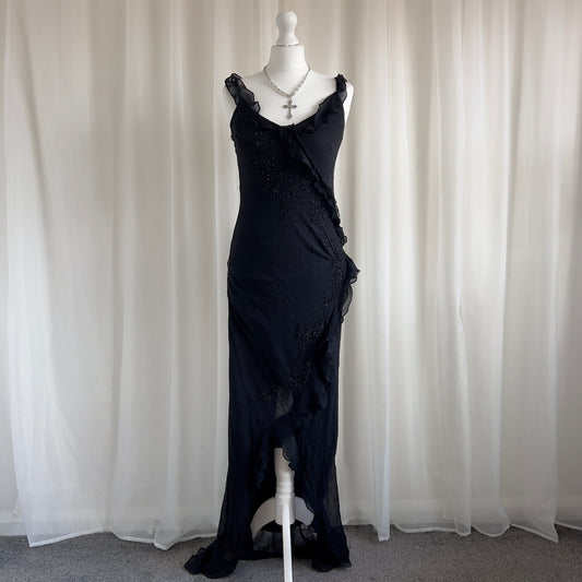 90s Silk Asymmetric Maxi Dress - Size M