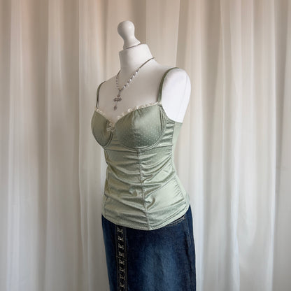 90s Polka Dot Corset Cami Top - Size M