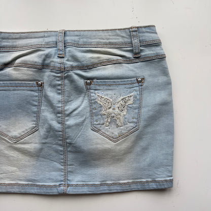 00s Butterfly Denim Micro Mini Skirt - Size XS