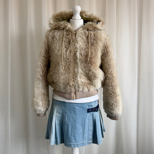 00s Faux Fur Zip Jacket - Size L