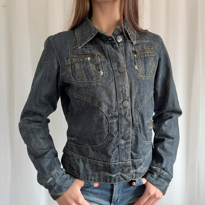 90s Denim Button Up Jacket - Size M