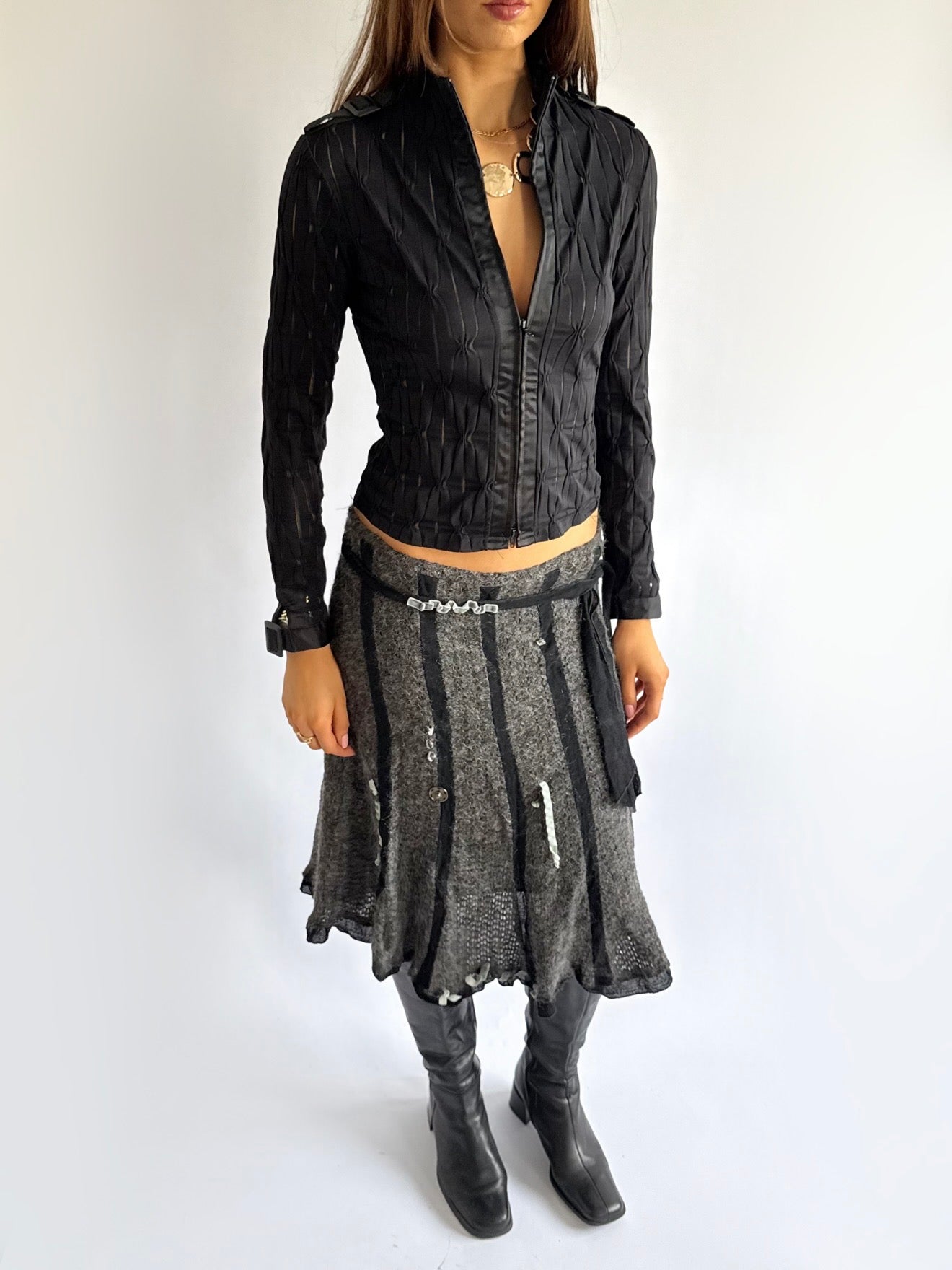 Sheer Zip Shirt - Size S