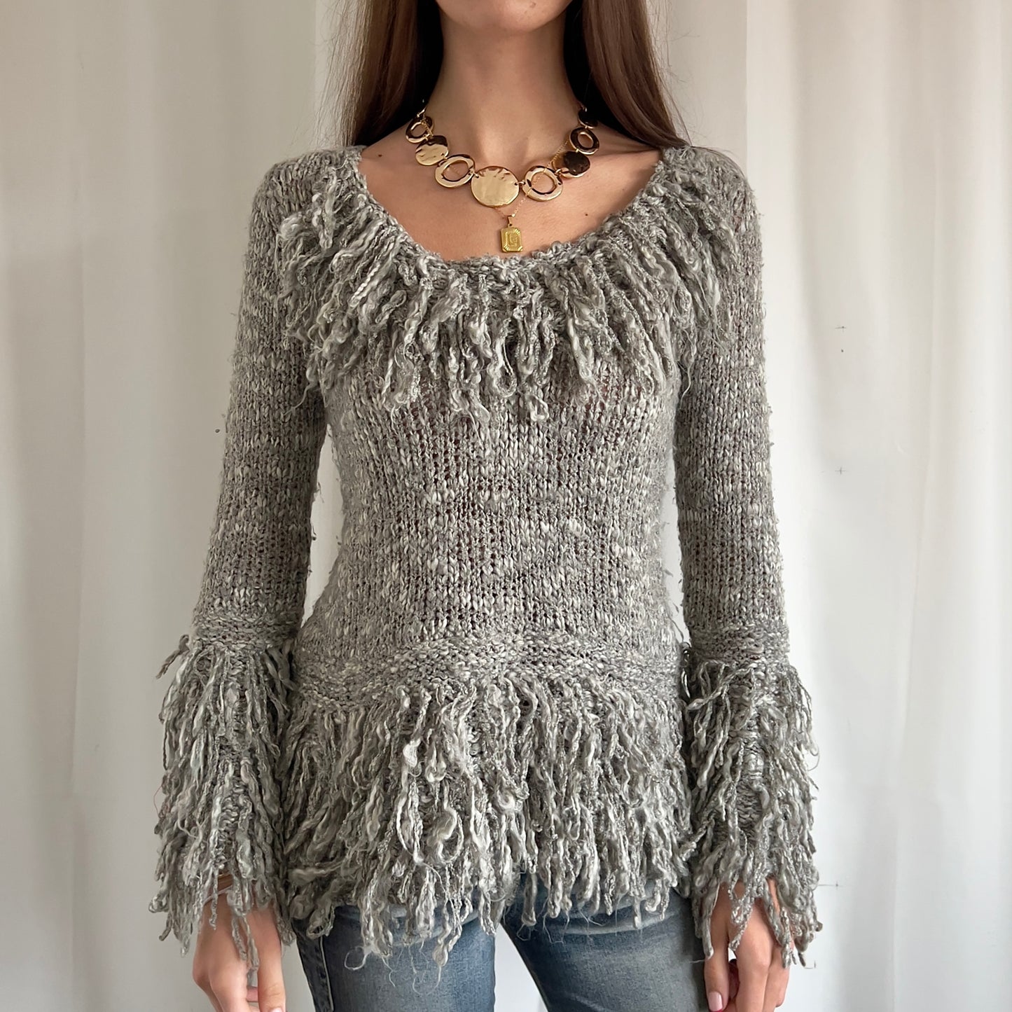 90s Tassel Knit Jumper - Size M